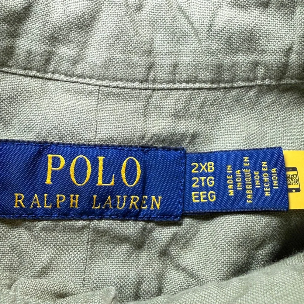 Polo Ralph Lauren Mens 2XB Big & Tall Olive Green Cotton Button Down Shirt Pony